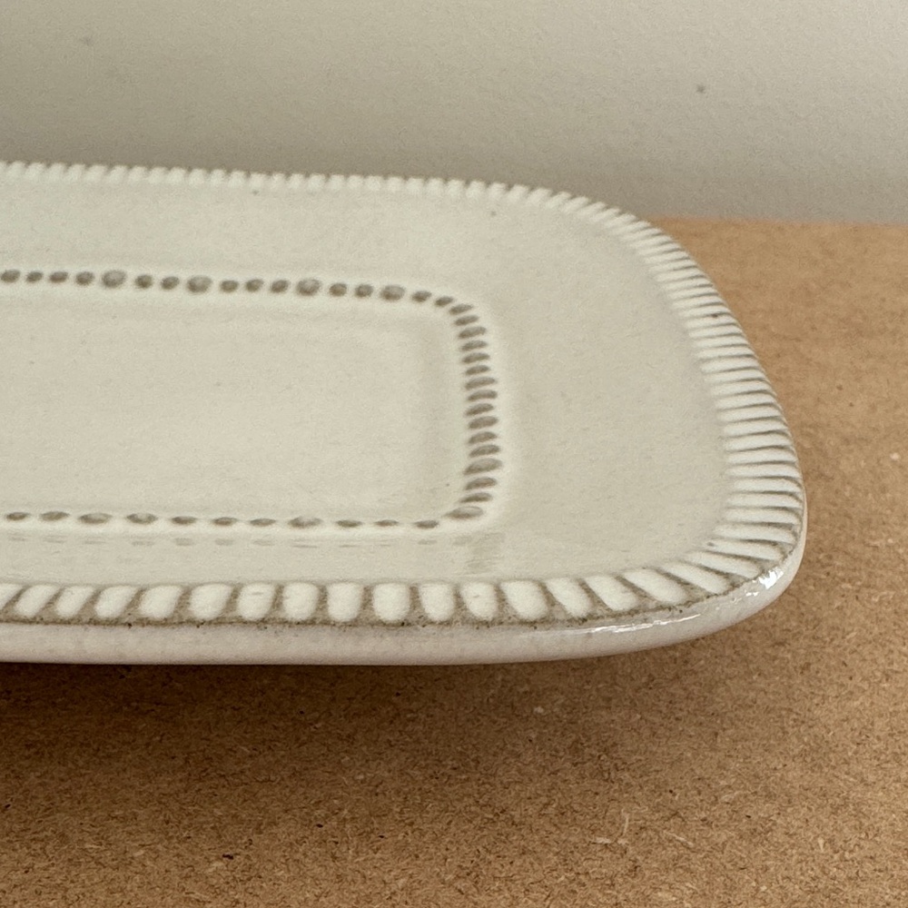 Hearth and Home | Ceramic Rectangular Serving Tray - White with Beaded Edge - Picture 5 of 6